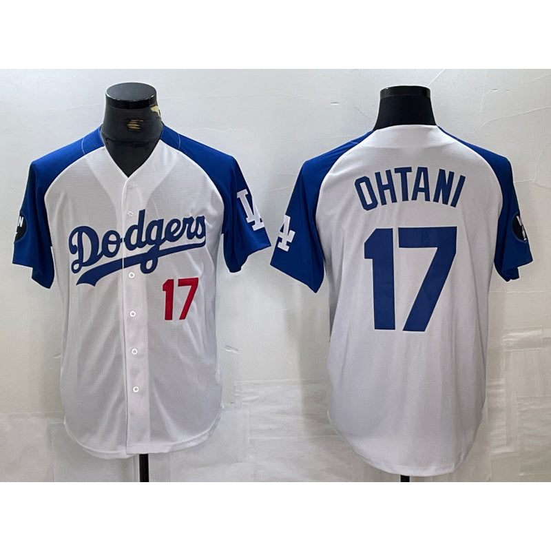 seanshop Los Angeles Dodgers #17 Shohei Ohtani Number White Blue  Fashion Stitched Cool Base Limited Jerseys