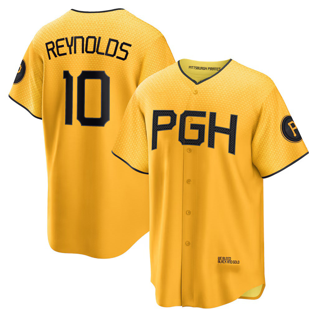 seanshop  Pittsburgh Pirates #10 Bryan Reynolds Gold  City Connect Replica Player Jersey