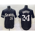 seanshop  Seattle Mariners #24 Ken Griffey Jr. Black  'Deep Sea Gothic Edition' Vapor Premier Limited Stitched Jersey