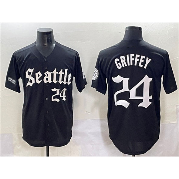 seanshop  Seattle Mariners #24 Ken Griffey Jr. Black  'Deep Sea Gothic Edition' Vapor Premier Limited Stitched Jersey