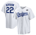 seanshop Los Angeles Dodgers #22 Clayton Kershaw White  2025 World Series Home Cool Base Stitched Jersey