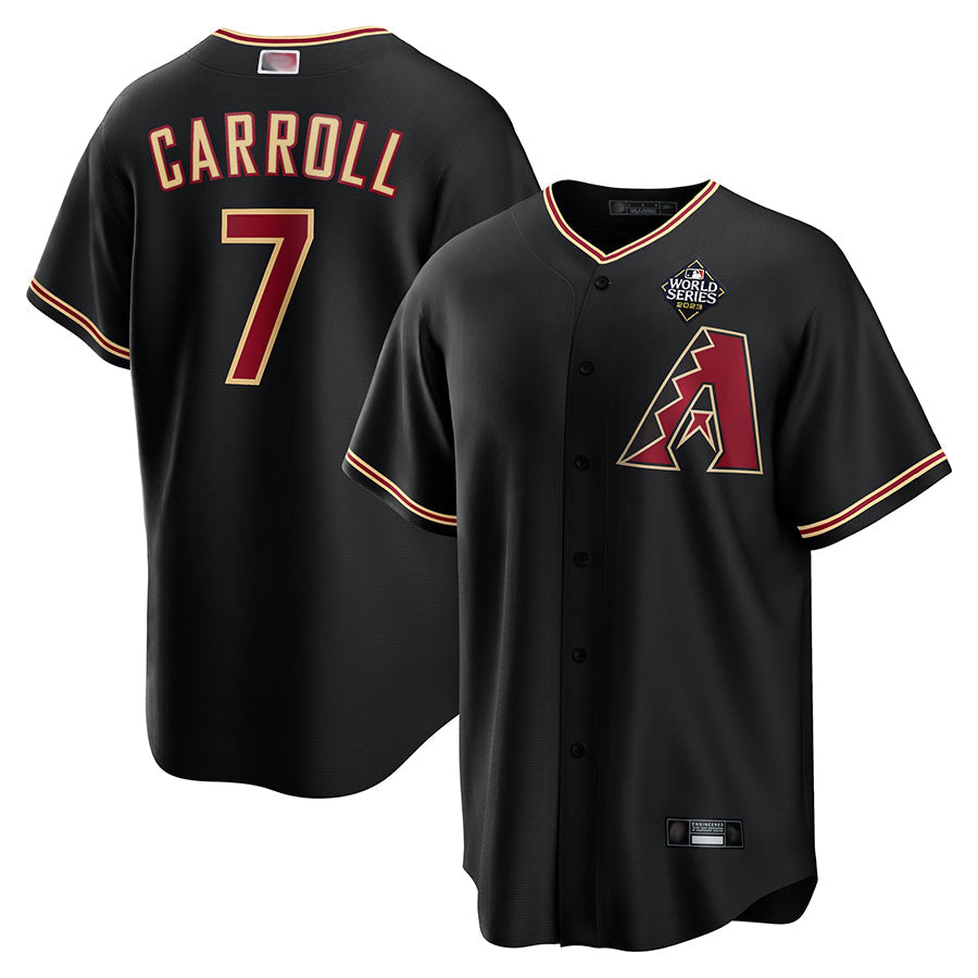 Seanshop A.Diamondbacks #7 Corbin Carroll Player Black World Series Replica Personalized Stitched Jerseys