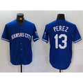 seanshop  Kansas City Royals #13 Salvador Perez Royal  Cool Base Stitched Jersey