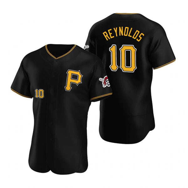 seanshop  Pittsburgh Pirates #10 Bryan Reynolds Black  Alternate Team Logo P Flex Base Jersey