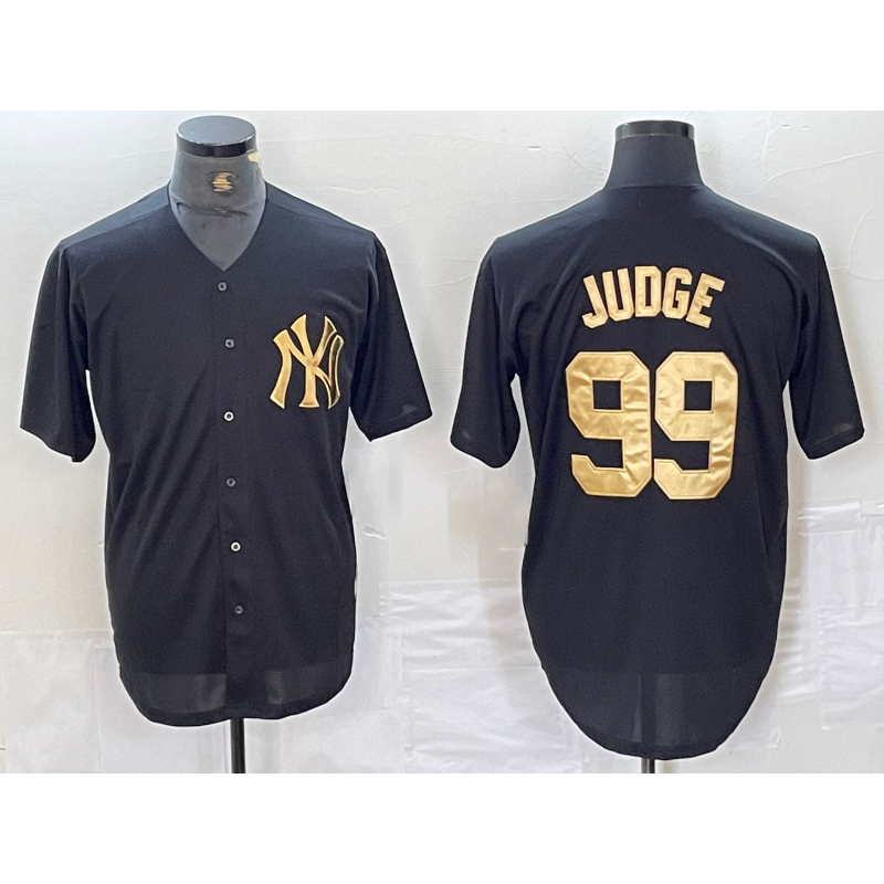 seanshop  New York Yankees #99 Aaron Judge Black Gold  Cool Base Stitched Jersey