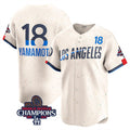 seanshop Los Angeles Dodgers #18 Yoshinobu Yamamoto Cream  2024 World Series Champions City Connect Limited Stitched Jersey
