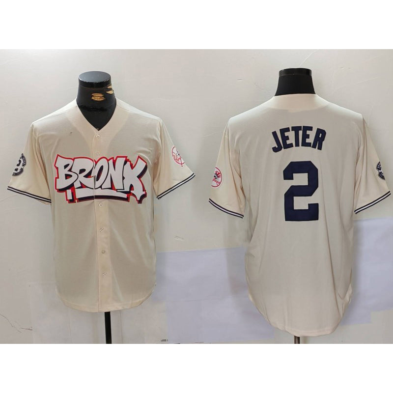 seanshop  New York Yankees #2 Derek Jeter Cream  Limited Stitched Jersey 2