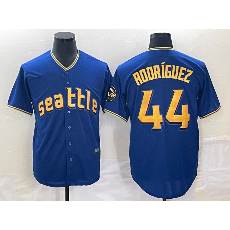seanshop  Seattle Mariners #44 Julio Rodriguez Blue  2023 City Connect Cool Base Stitched Jersey