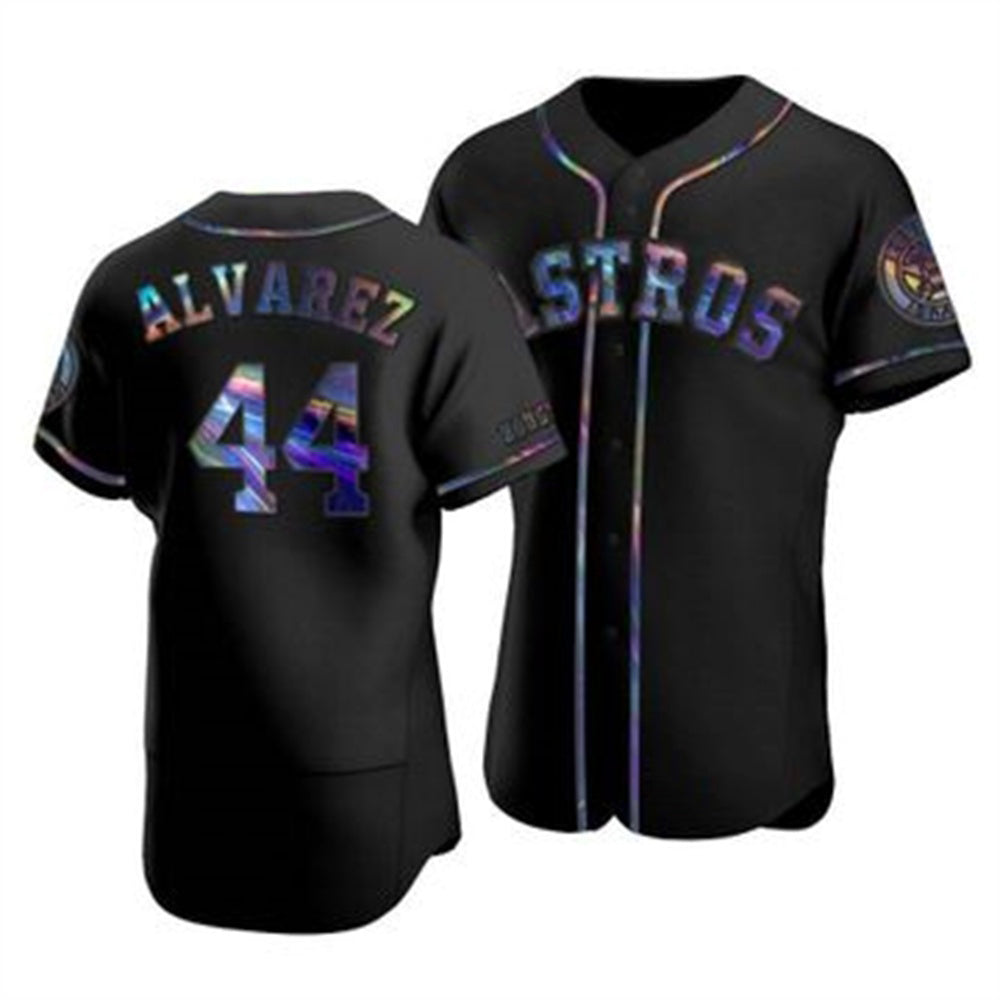 seanshop Houston Astros #44 Yordan Alvarez Iridescent Holographic Collection Jersey - Black