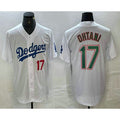 seanshop Los Angeles Dodgers #17 Shohei Ohtani Number White Green  Stitched Cool Base Jersey 2