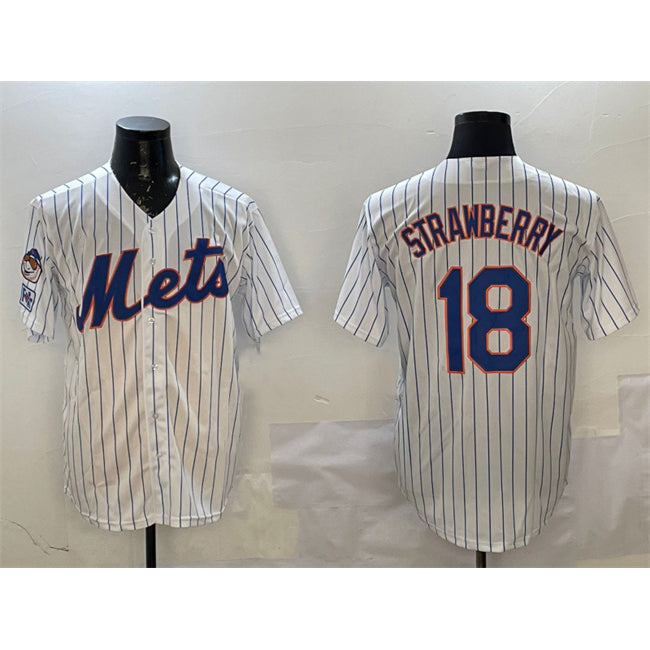 seanshop  New York Mets #18 Darryl Strawberry White  2025 Spring Training Cool Base Stitched Jersey