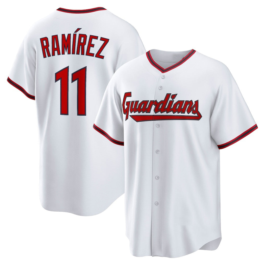 seanshop  Cleveland Guardians #11 Jos¨¦ Ram¨ªrez White  Home Replica Jersey