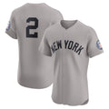 seanshop  New York Yankees #2 Derek Jeter Gray  Road 2020 Hall of Fame Induction Patch Elite Player Jersey