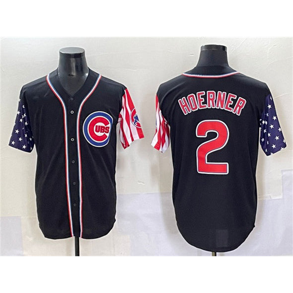 seanshop  Chicago Cubs #2 Nico Hoerner Black  2025 Independence Day Vapor Premier Limited Stitched Jersey