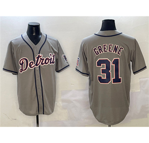 seanshop Detroit Tigers #31 Riley Greene Gray  With Patch Cool Base Stitched Jersey