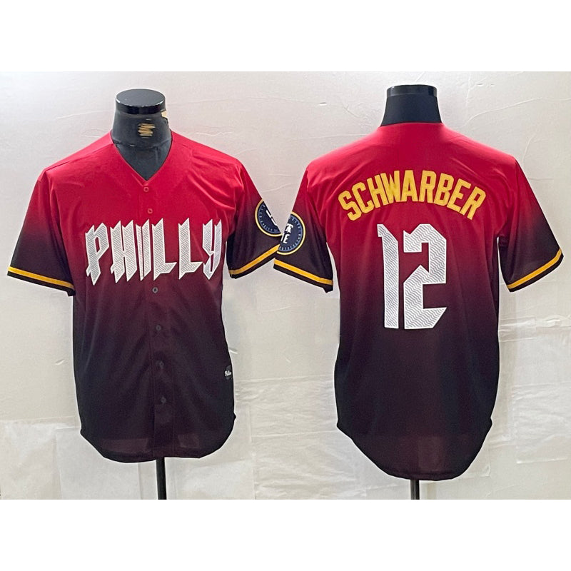 seanshop  Philadelphia Phillies #12 Kyle Schwarber Red  2024 City Cool Base Jersey