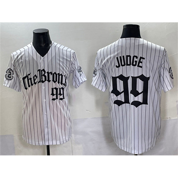 seanshop  New York Yankees #99 Aaron Judge White  Fashion Pinstripe 'Gothic Legacy Edition' Vapor Premier Limited Stitched Jersey