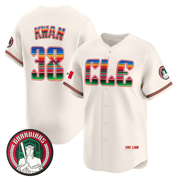 seanshop  Cleveland Guardians #38 Steven Kwan Cream  Mexico Vapor Premier Limited Stitched Jersey