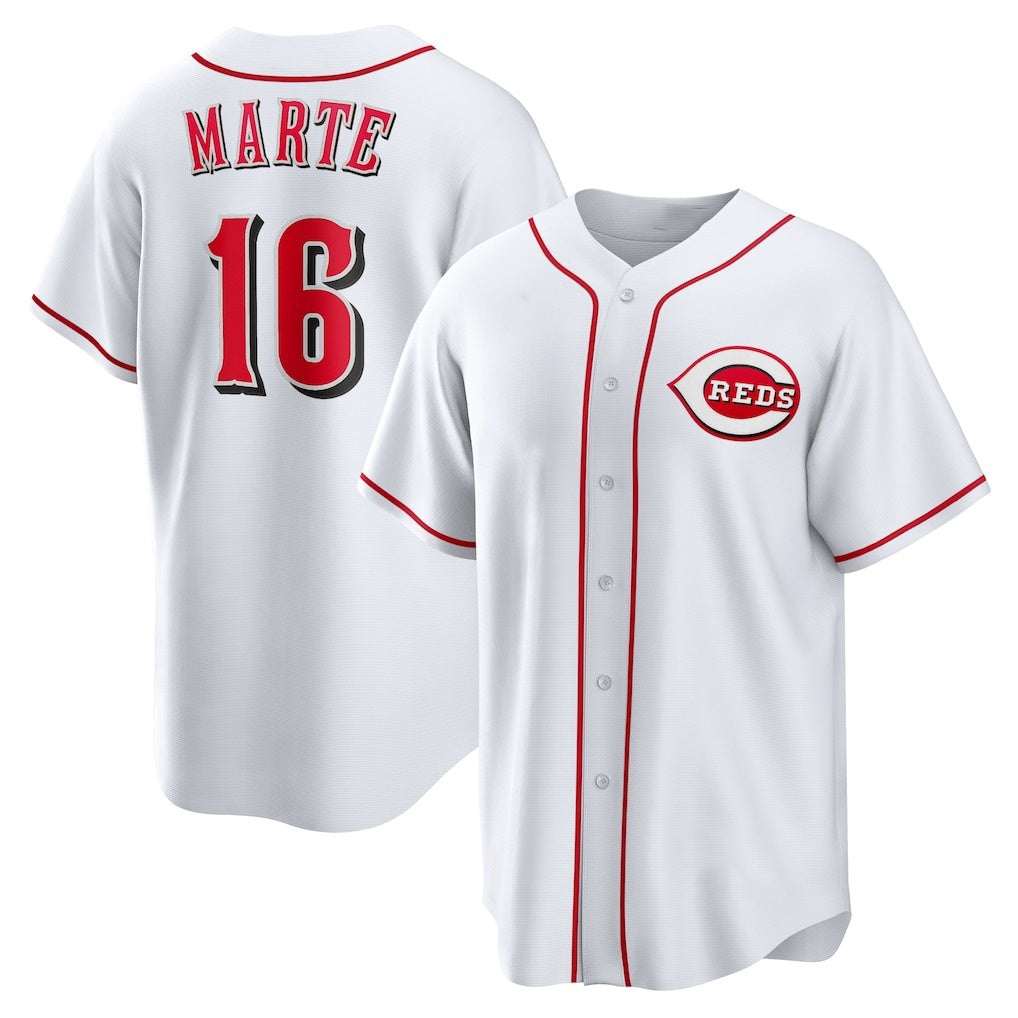 seanshop Cincinnati Reds #16 Noelvi Marte White  Home Replica Jersey