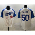 seanshop Los Angeles Dodgers #50 Mookie Betts White Royal  2025 Tokyo Series Limited Stitched Jersey