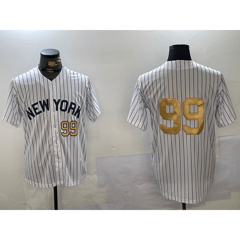 seanshop  New York Yankees #99 Aaron Judge White  Pinstripe Without Name Fashion Cool Base Jerseys