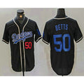 seanshop Los Angeles Dodgers #50 Mookie Betts Number Black  Cool Base With Patch Stitched Jersey 2