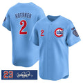 seanshop  Chicago Cubs #2 Nico Hoerner Blue  'Ryne Sandberg Tribute' Vapor Limited V3 Stitched Jersey