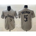 seanshop Los Angeles Dodgers #5 Freddie Freeman Grey  LA Gothic Style With 2025 World Series Champions Patch Limited Stitched Jersey
