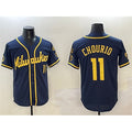 seanshop    Milwaukee Brewers #11 Jackson Chourio Navy  With Home Patch Limited Stitched Jersey