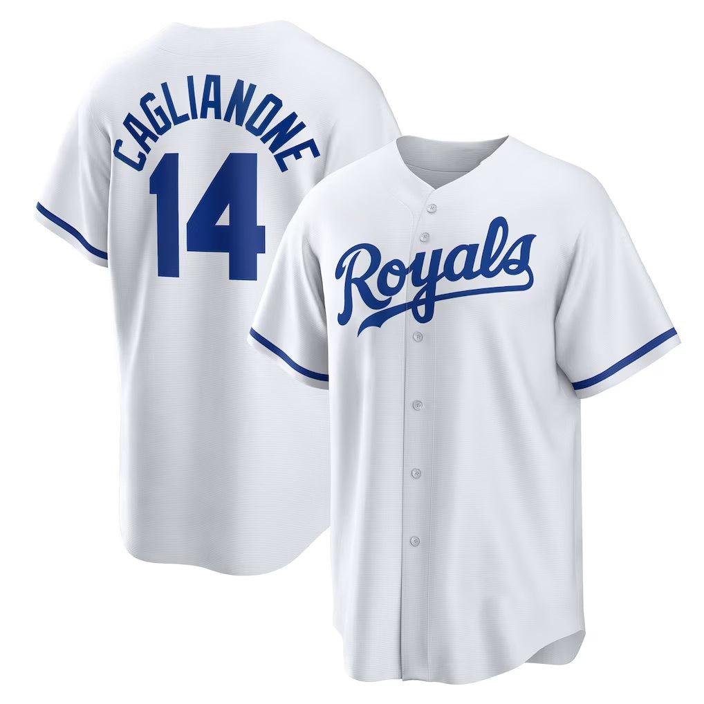 seanshop  Kansas City Royals #14 Jac Caglianone White  Home Replica Jersey