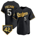seanshop Los Angeles Dodgers #5 Freddie Freeman Black Gold  With Jackie Robinson Patch Limited Stitched Jersey