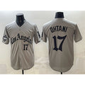 seanshop Los Angeles Dodgers #17 Shohei Ohtani Grey  LA Gothic Style With 2025 World Series Champions Patch Limited Stitched Jersey