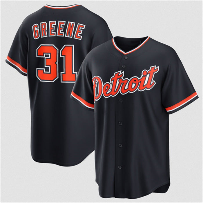 seanshop Detroit Tigers #31 Riley Greene Navy  Alternate Stitched Jersey