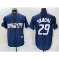 seanshop Detroit Tigers #29 Tarik Skubal 2024 Navy  City Connect Cool Base Limited Stitched Jersey