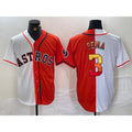 seanshop Houston Astros #3 Jeremy Pena White Orange  Split Stitched Jersey 2