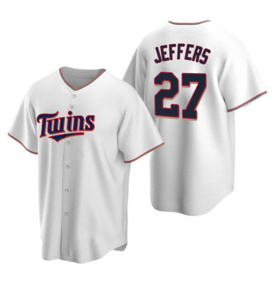 seanshop  Minnesota Twins #27 Ryan Jeffers White  Cool Base Stitched Jersey
