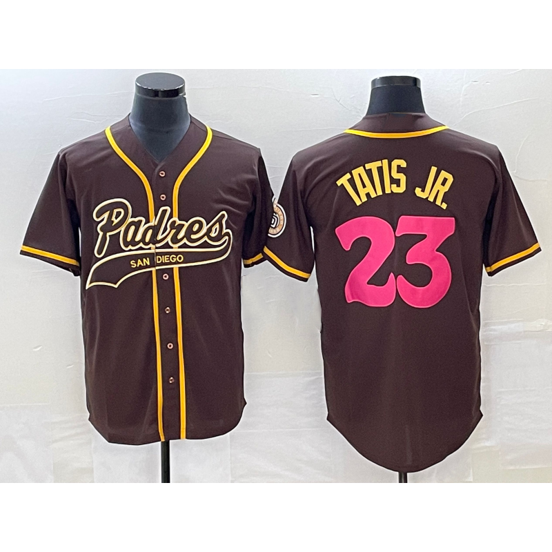 seanshop  San Diego Padres #23 Fernando Tatis Jr Brown  NEW 2023 City Connect Cool Base Stitched Jersey 2