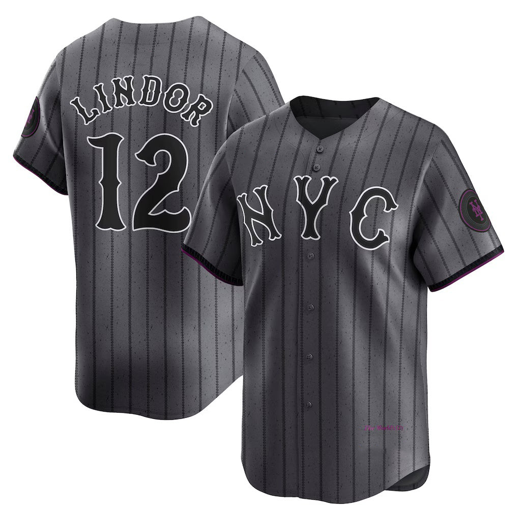 seanshop  New York Mets #12 Francisco Lindor Gray  City Connect Limited Player Jersey