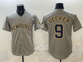 seanshop    Milwaukee Brewers #9 Bob Uecker Grey  Home Limited Stitched Jersey