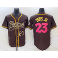 seanshop  San Diego Padres #23 Fernando Tatis Jr Number Brown  NEW 2023 City Connect Cool Base Stitched Jersey