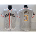 seanshop Houston Astros #3 Jeremy Pena 2023 White Gold  World Serise Champions Patch Flex Base Stitched Jersey