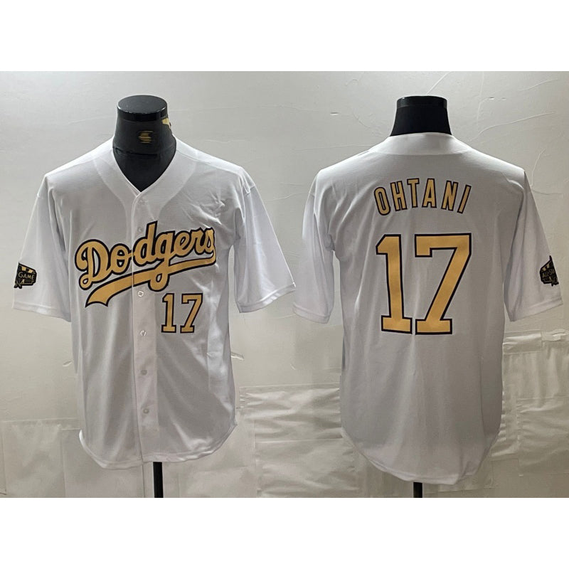seanshop Los Angeles Dodgers #17 Shohei Ohtani Number White  2022 All Star Stitched Cool Base Jerseys
