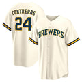 seanshop    Milwaukee Brewers #24 William Contreras Cream  Home Replica Jersey