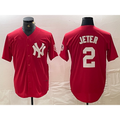 seanshop  New York Yankees #2 Derek Jeter Red  Fashion Cool Base Jersey