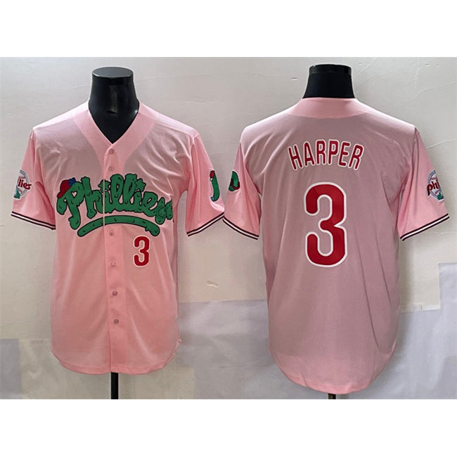 seanshop  Philadelphia Phillies #3 Bryce Harper Pink  Phanatic Limited Stitched Jersey