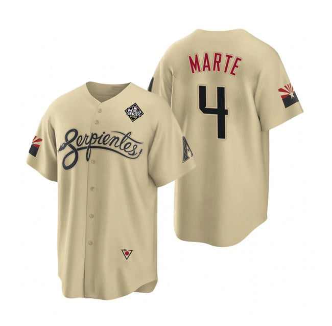 seanshop  Arizona Diamondbacks #4 Ketel Marte Gold  2023 World Series City Connect Cool Base Stitched Jersey