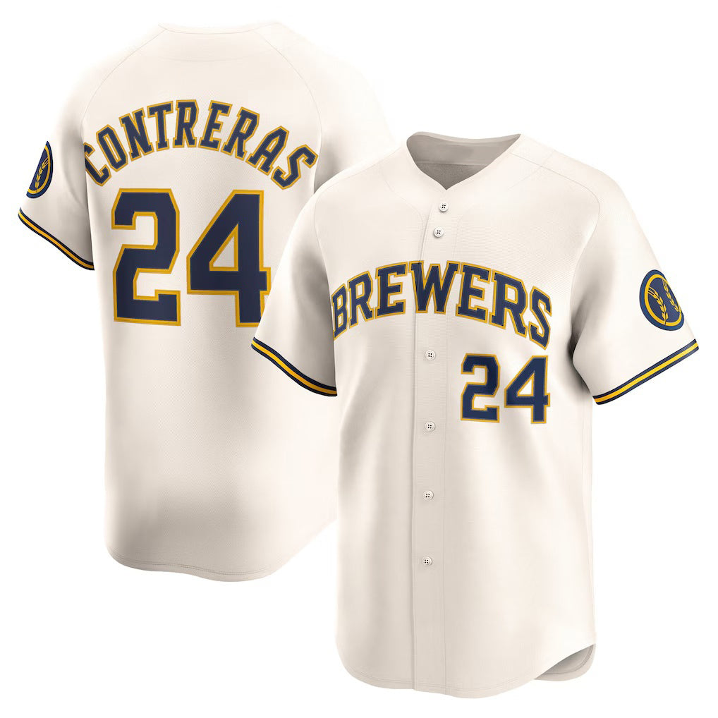 seanshop    Milwaukee Brewers #24 William Contreras Cream  Home Limited Player Jersey