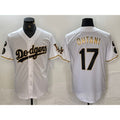 seanshop Los Angeles Dodgers #17 Shohei Ohtani White Gold  Fashion Stitched Cool Base Limited Jerseys