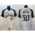 seanshop Los Angeles Dodgers #50 Mookie Betts White Black  Mexico 2025 LA Gothic Style With Fernando Patch Vapor Premier Limited Stitched Jersey