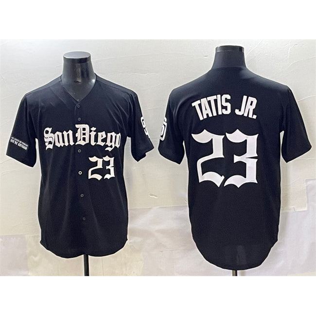 seanshop  San Diego Padres #23 Fernando Tatis Jr. Black  Gothic Edition Vapor Limited Stitched Jersey